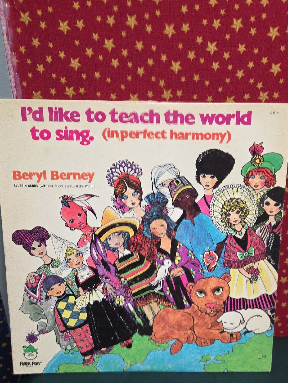 **"I'd Like to Teach the World to Sing" Vintage Album Cover Art Print - White**